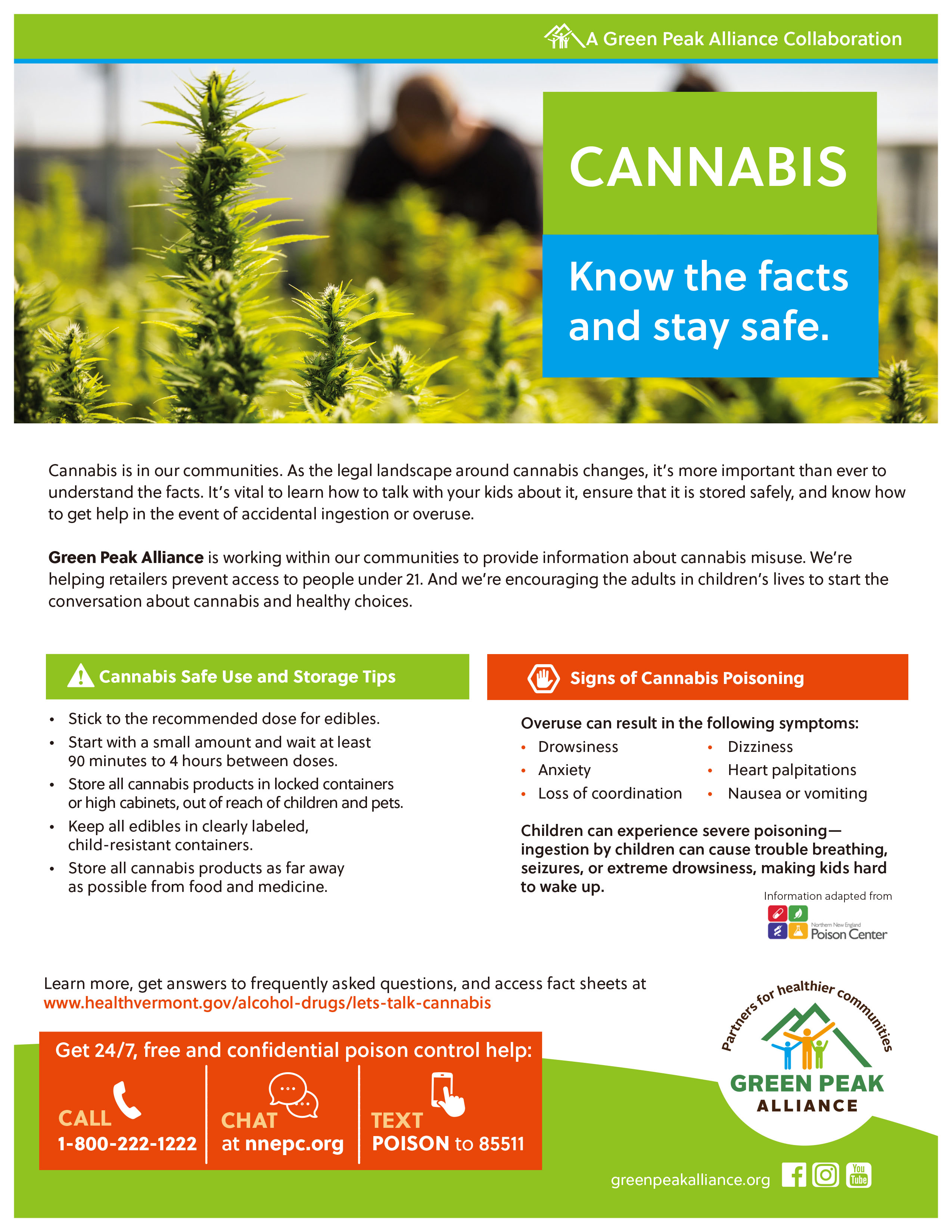 cannabis marijuana health caution poster fact check and overdose tips rescue help line